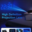 Digital Projection Alarm Clocks for Bedrooms - Large LED Display, 180° Rotatable Projector, 5-Level Dimmer,USB Charger,Battery Backup,Loud Dual Alarms for Kids Elderly,Heavy Sleepers,Snooze,12/24H,DST
