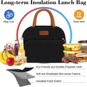 Coobiiya Lunch Box Lunch Bag for Women Adults Men, Reusable Cute Lunch Pail bag - Leakproof, Insulated Lunch Box Tote with Large Capacity, Cooler Lunch Container for Work/Travel/Office (Black)
