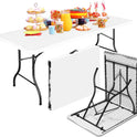 Bblife 6FT Folding Tables Heavy Duty Folding Table, Multi-Functional Fold up Table for Outdoor Camping Picnic Parties, Indoor Events White Training Table with 330lbs Static Weight Capacity