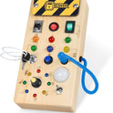 Hoarosall Montessori Wooden Busy Board with 8 LED Light switches, Sensory Toys Light Switch Travel Toys for 1+ Year Old Baby and Toddler