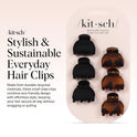 Kitsch Mini Claw Clips for Women - Stylish Small Hair Clips for Kids | Stays In Place Without Pulling or Snagging | Durable & Sturdy Plastic | Ideal Gifts for Women - Tortoise & Black, 6 Pcs