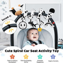 Spiral Car Seat Baby Toys 0-6 Months, Infant Carseat High Contrast Sensory Toys Hanging Stroller Accessories, Newborn Shower Gifts for Baby Boys Essentials Stuff, Cute Black and White Cow