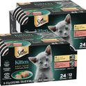 Sheba Perfect Portions Kitten Wet Cat Food Pate Chicken Entree and Salmon Entree, 2.6 oz. Twin-Pack Trays (12 Count, 24 Servings) (Pack of 2)