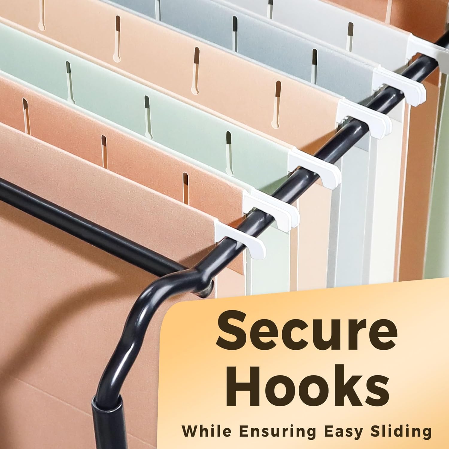 SUNEE 25 Count Hanging File Folders, Pastel Colors, Hanging File Folders Letter Size, Hanging Folders with 1/5-cut Tabs, Designed for Bulky Files, Filing Cabinets, Medical Charts