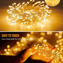 120LED 10FT Solar Fairy Lights Outside Waterproof, 8 Lighting Modes IP65 Outdoor Solar String Lights Outdoor Waterproof Firecracker Twinkle Light for Patio Yard Garden Party Decorations, Warm White