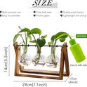 XXXFLOWER Plant Terrarium with Wooden Stand, Air Planter Bulb Glass Vase Metal Swivel Holder Retro Tabletop for Hydroponics Home Garden Office Decoration - 3 Bulb Vase