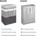 HomeHacks 2 Pack Large Laundry Baskets, Waterproof, Freestanding Laundry Hampers, Collapsible Clothes Hamper with Reinforced Handles in Laundry Room, College Dorm, Bathroom, Bedroom (Grey, 75Lx2)