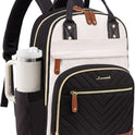 LOVEVOOK Backpack for Women, Fits 15.6 Inch Laptop Bag, School Backpacks, Fashion Travel Work Anti-theft Bag, Business Computer Waterproof College Backpack Purse, Beige-Black-Brown