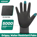 Kebada W1 Work Gloves for Men and Women, PU Coated Safety Gloves with Grip, Touchscreen, Ideal for Warehouse Package Handling, Construction, Gardening, 12 Pairs Gray Large