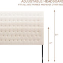 Tufted Upholstered Headboard Queen Size, Solid Wood Head Board with Durable Metal Legs, Adjustable Height Bed headboard from 37” to 51” Fabric Headboard in Modern Button Design, Beige