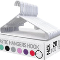 Utopia Home Plastic Hangers 20 Pack - Space Saving Clothes Hanger - Durable & Strong Closet Organizers and Storage with Built-in Strap Hooks - Essential for Shirts, Pants, Skirts & Coats (White)