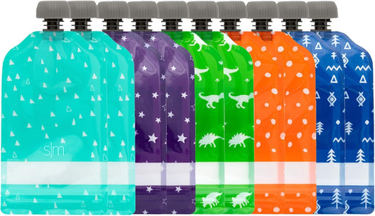 Simple Modern Reusable Baby Food Pouches for Toddlers | BPA Free Plastic, Food Safe, Freezer Safe | Refillable for Applesauce Yogurt & Puree Squeeze Pouch | 10 pack | 5oz | Assorted