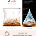 Turkey Brining Bags Set of 2 – Extra Large, Holds up to 38 lb (25.5 x 21.5 in), Heavy Duty with Gusseted Bottom & Double-Track Zippers to Prevent Leaks
