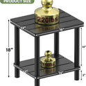 Outdoor Side Table, 2-Tier Small Outdoor Table for Patio, Adirondack Side Tables for Outside or Indoor, Bamboo End Table for Pool, Porch, Weather Resistant Easy Maintenance-Black