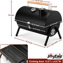 Joyfair Portable Charcoal Grill with Thermometer, Small Tabletop Barbecue Grill for Outdoor Camping Backyard Party BBQ Cooking, Extra Thick Steel & Heavy Duty, Innovative Design & Easy Assembly