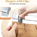 HOUSE DAY 12-Pack 14" Clear Plastic Skirt Hangers with Clips & Swivel Hook