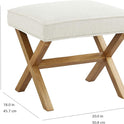Small Ottoman Foot Rest, Mid-Century Modern X Square Polyester Foot Stool, Linen, Ivory White, 18"D x 19.8"W x 18.3"H