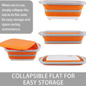 Tiawudi Large Collapsible BBQ Prep Tub with Lid(4.22 Gal/16L), Foldable Camping Sink with Colander, Cutting Board, Dish Basin for Kitchen, Bowl, Vegetable and Fruit, Storage Basket for Picnic