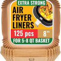 Air Fryer Paper Liners, 125Pcs Air Fryer Disposable Liners, Non-Stick and Oil Proof for Easy Cleanup, 8” Square for 5-8 qt Basket by Baker's Signature