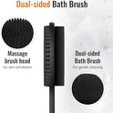 VWMYQ Silicone Back Scrubber for Shower, 17in Lengthen Long Handle Body Brush, Double Sided Shower Brush for Shower Exfoliating and Massage Can Produce Rich Foam, Long Handle Back Scrubber for Men.