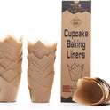 200pcs Natural Tulip Cupcake Liners for Baking Cups Unbleached European Parchment paper Tulip Muffin Liners, Cupcake Wrapper for Party, Christmas