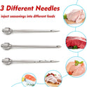 Meat Injector, 1-oz Plastic BBQ Marinade Injector Kit, Turkey Injector Syringe (3 Stainless Steel Meat Needles +3 Replacement O Rings + 1 Cleaning Brush) for Turkey Smoked BBQ Grill