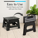 Handy Laundry Folding Step Stool - Sturdy Enough Collapsible Stool to Support Adults and Safe Enough for Kids - Opens Easy with One Flip - Great for Kitchen, Bathroom or Bedroom (Black - 9 Inch)