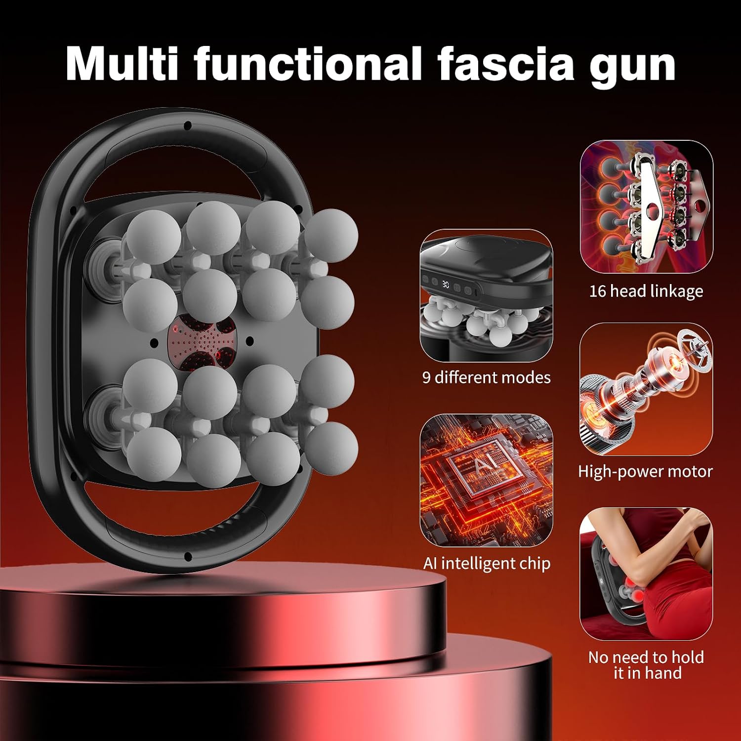 New 16 Head Massage Gun Set, Muscle Relaxation Massage Suitablefor Back Leg and Foot Muscle Relaxation, Deep Tissue Massage Gun,Portable 30-SpeedSettings, (with 16 Gray Massage Heads)