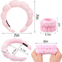 Zkptops Spa Headband for Washing Face Wristband Sponge Makeup Skincare Headband Terry Cloth Bubble Soft Get Ready Hairband for Women Girl Puffy Padded Headwear Non Slip Thick Hair Accessory(Pink)
