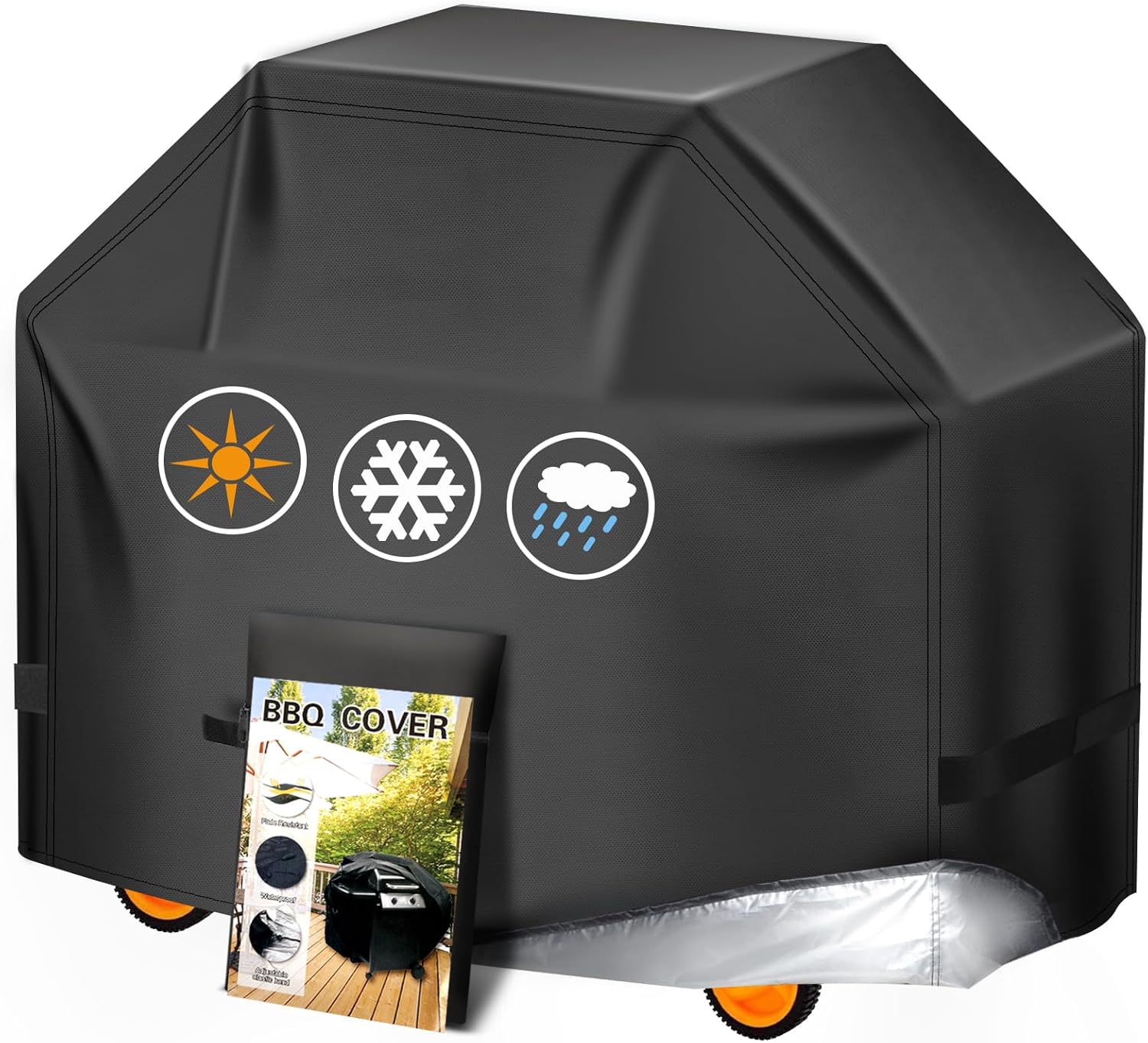 Grill Cover, 58 inch BBQ Gas Grill Cover for Outdoor Grill, Charbroil Grill Cover Barbecue Waterproof, Anti-UV for Weber Char-Broil Monument, Dyna-glo Nexgrill Spun Polyester