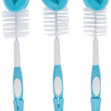 Dr. Brown's Reusable Sponge Baby Bottle Cleaning Brush with Suction Cup Stand, Scrubber and Nipple Cleaner, Blue, 3-Pack