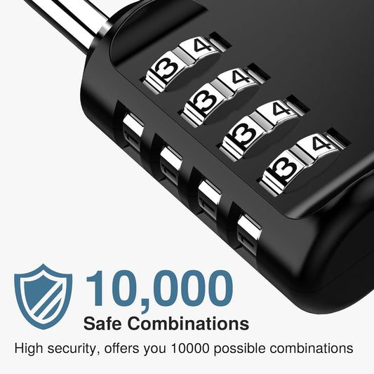 Puroma 2 Pack Combination Lock for Locker 4 Digit Outdoor Waterproof Padlock for School, Gym, Sports, Fence, Toolbox, Gate, Case, Outdoor, Hasp Storage (Black)