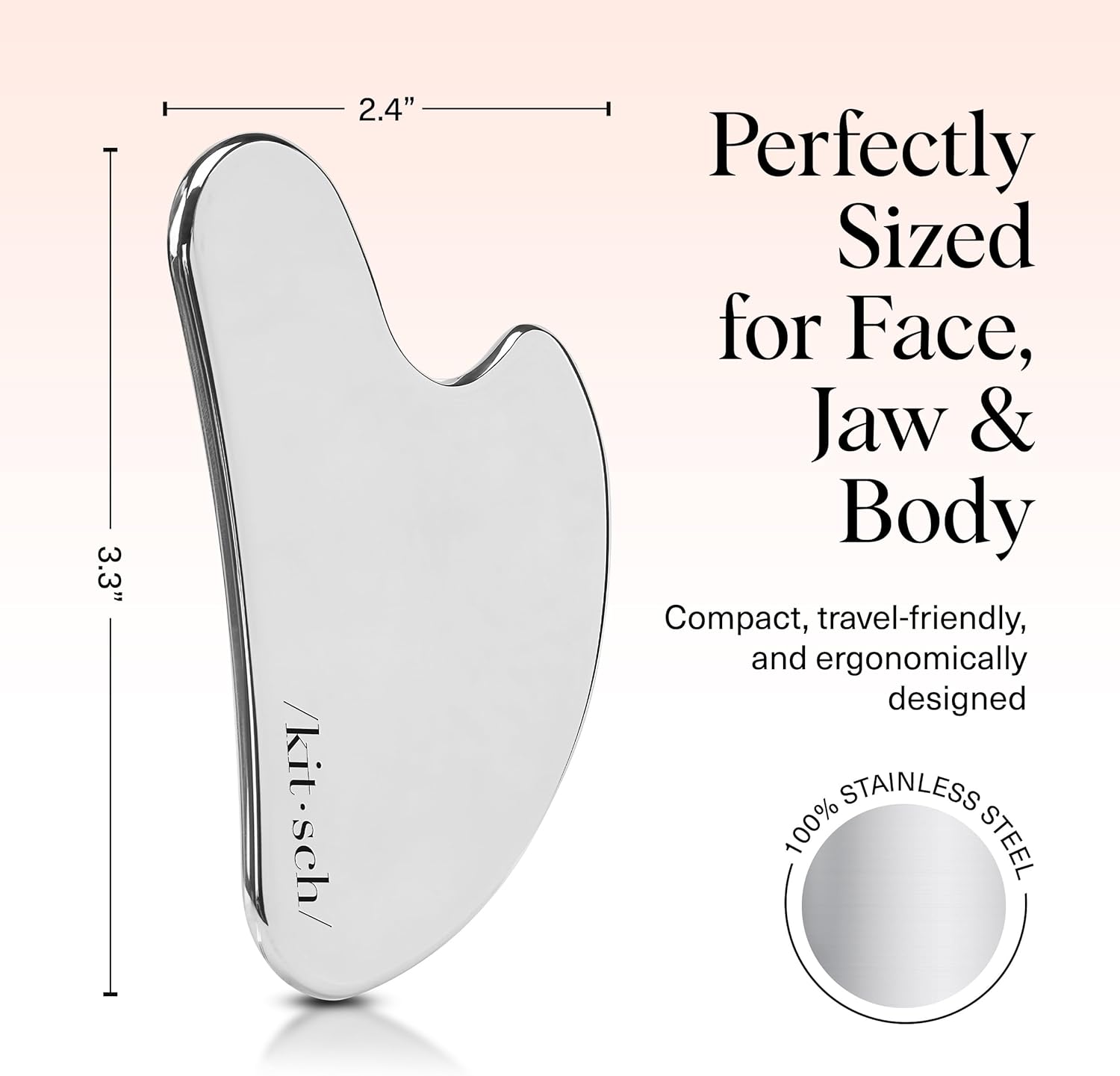Kitsch Stainless Steel Gua Sha Facial Tools - Lymphatic Drainage Massager for Face & Chin, Jawline Shaper, Double Chin Reducer, Guasha Tool for Face Massager, Skin Care Tools Gifts for Women - Silver