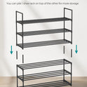 SONGMICS Shoe Rack, 3-Tier Shoe Organizer, Metal Storage Shelf, Upright or Upside Down, for 16-20 Pairs, Stackable, for Entryway, 11.8 x 36.2 x 21.7 Inches, Black ULSA303B02
