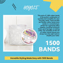 HOYOLS Clear Elastic Hair Rubber Bands, 1500pcs Mini Small Clear Ponytail Elastics Holders for Blond Kids Girls Hair No Crease Damage No Hurt 1 Inch TPU