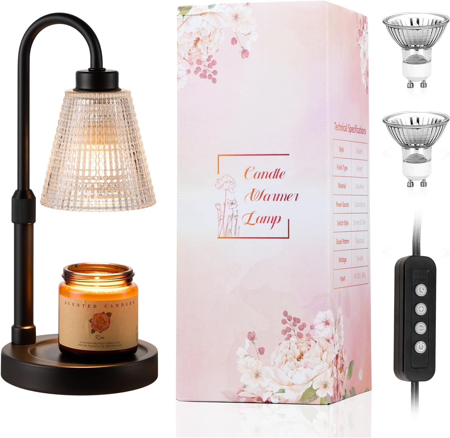 Candle Warmer Lamp with Timer, Dimmable Candle Warmer for Jar Candles, Height Adjustable Wax Melts Warmer, Birthday Gifts for Women Mom, House Warming Gifts New Home Decor