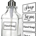 JASAI Antique Design Soap Dispenser with Rust Proof 304 Stainless Steel Pump, Refillable Glass Soap Dispenser with 10Pcs Clear Stickers, Premium Kitchen & Bathroom Soap Dispenser