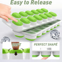 Ice Cube Tray with Lid, 4 Packs 56 Cubes Durable Stackable Ice Cube Trays for Freezer with Removable Lids, Easy-Release Plastic & Silicone Ice Tray for Cocktail, Coffee