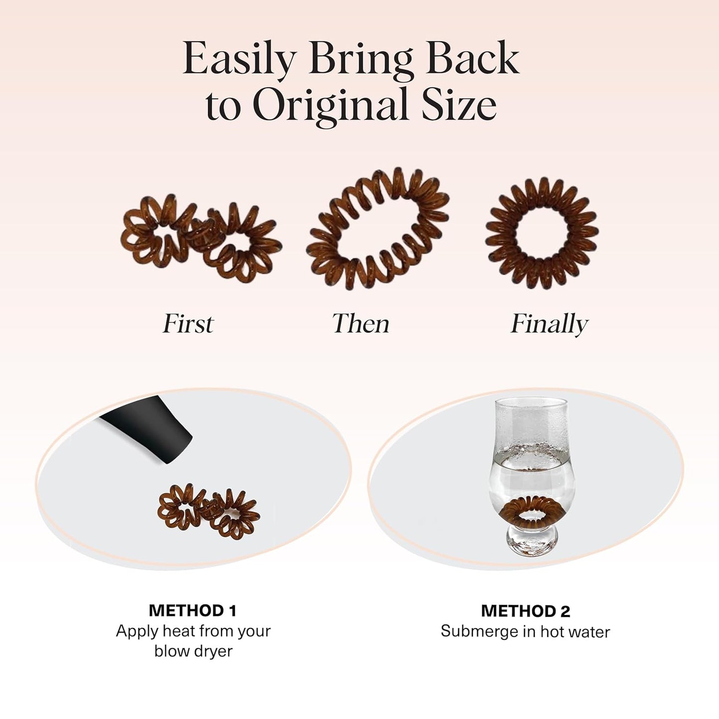 Kitsch Spiral Hair Ties for Women – Hair Ties No Damage, Ponytail Holders for Thick and Thin Hair – Creaseless and Dent-Free Coil, Phone Cord Style | Ideal Gifts for Women - 8pc Set, Brunette