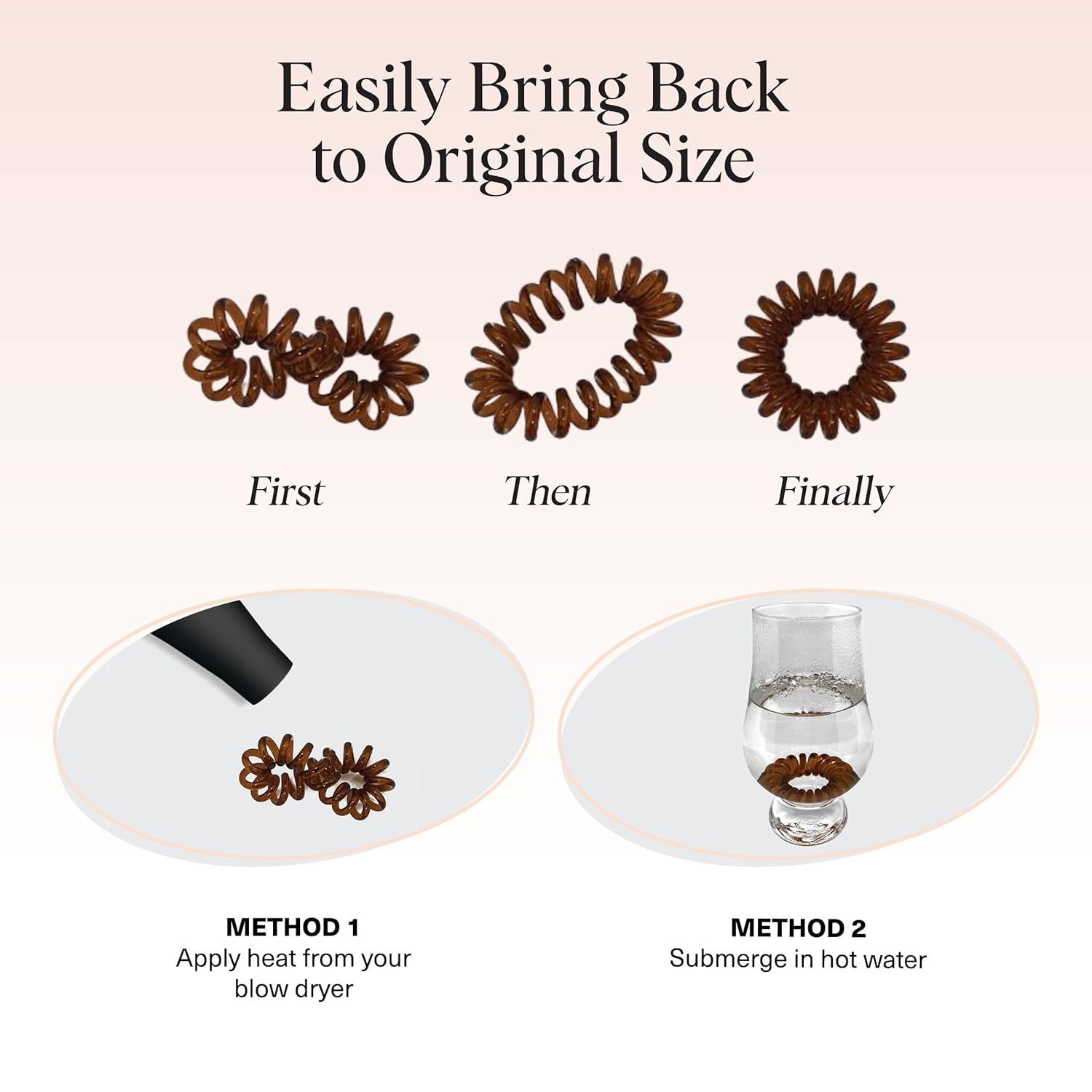 Kitsch Spiral Hair Ties for Women – Hair Ties No Damage, Ponytail Holders for Thick and Thin Hair – Creaseless and Dent-Free Coil, Phone Cord Style | Ideal Gifts for Women - 8pc Set, Brunette