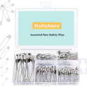 Huhuhero 160Pcs Safety Pins, Large & Small Safety Pins for Clothes Sewing Craft, Nickel Plated Steel Assorted Size Pins Bulk, Art and Craft Supplies (Sliver)