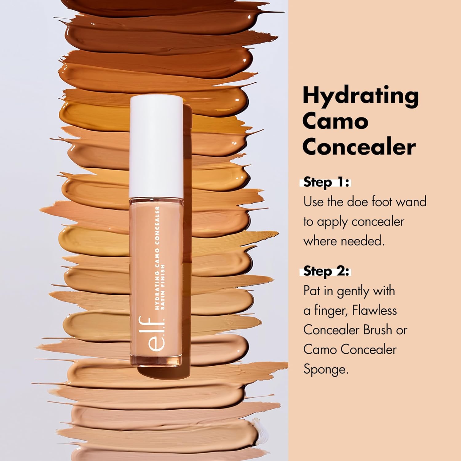 e.l.f. Hydrating Camo Concealer, Full Coverage, Satin Finish, Vegan, Light Sand