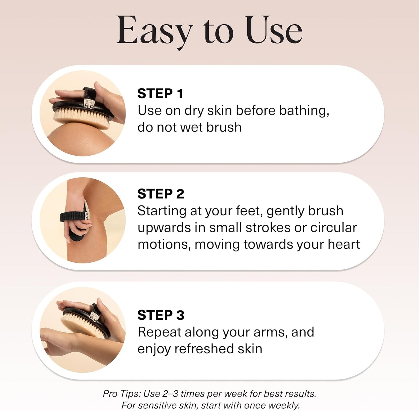 Kitsch Dry Brushing Body Brush for Lymphatic Drainage- Soft Bristles - Reduces Cellulites, Removes Dry Skin and Improves Blood Circulation, Body Exfoliator Scrubber for Glowing Skin, Sauna Accessories