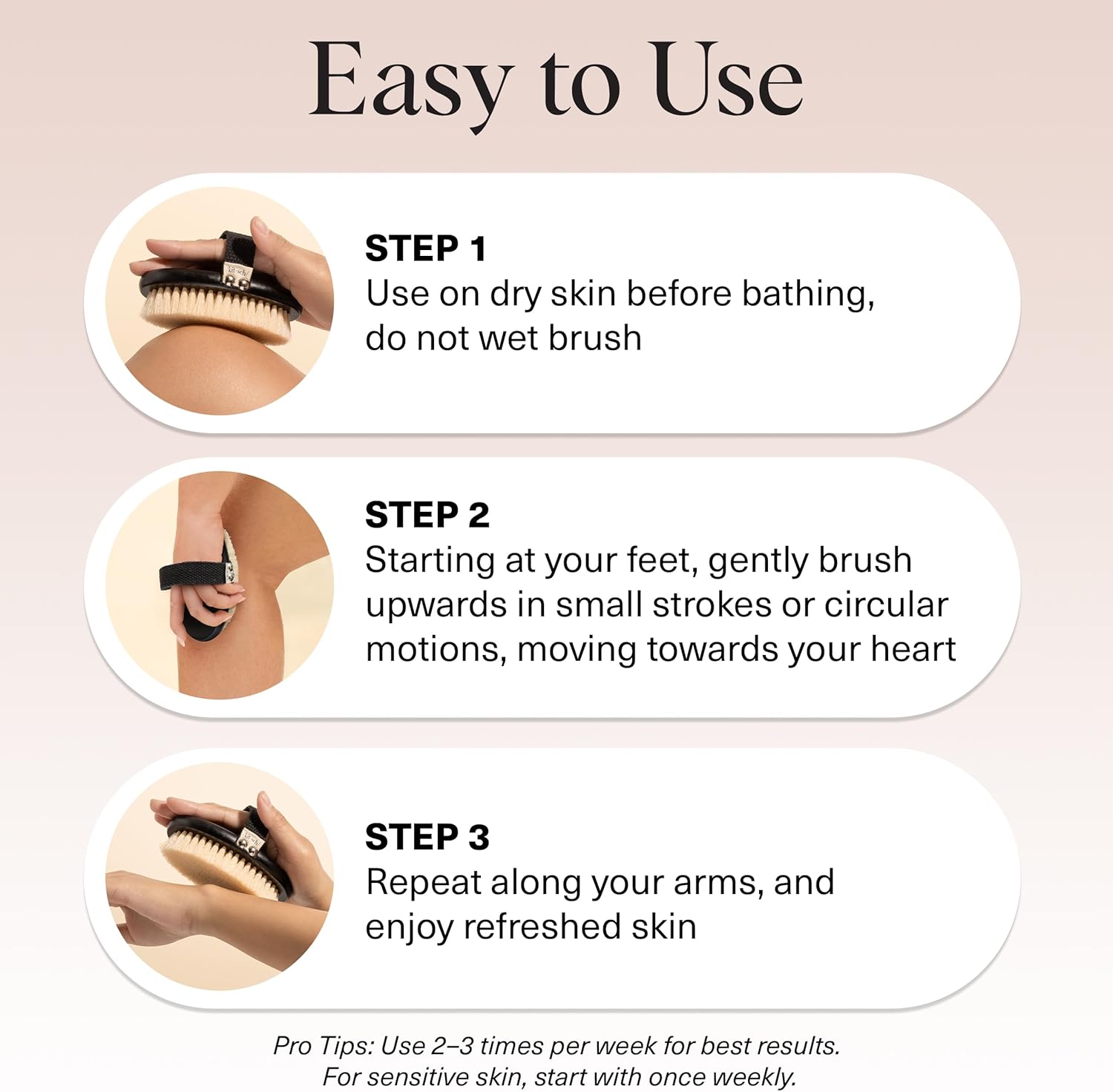 Kitsch Dry Brushing Body Brush for Lymphatic Drainage- Soft Bristles - Reduces Cellulites, Removes Dry Skin and Improves Blood Circulation, Body Exfoliator Scrubber for Glowing Skin, Sauna Accessories