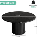 Tribesigns 47.24-Inch Black Round Dining Table for 4-6 People, Modern Fluted MDF + Metal Base Kitchen Table, Sturdy Circle Dining Room Furniture, Black