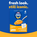 Kraft Mac and Cheese, 4 Boxes, for Easy Dinner or Dinner Sides, Original Flavor, No Artificial Flavors, Preservatives or Dyes, 7.25 oz