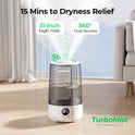 Homvana Humidifiers for Bedroom Home, 3.6 L Cool Mist Top-Fill 34H Super Long Time, Quiet 23dB, Baby Humidifier, Oil Diffuser for Large Room, House, Plant, Nursery, Office, BPA FREE, Ultrasonic (Grey)