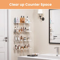 upsimples Acrylic Shelves for Bathroom Storage, 15" Floating Shelves Wall Organizer for Perfume, Make up, Skincare, Kids Bookshelf for Bedroom, Nursery, Living Room Decor, Clear, 4 Pack