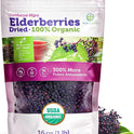 Certified USDA - 100% Organic Dried Elderberries - 1lb Bulk - Non-Irradiated, Non-Gmo, Whole Black Elderberry Immune Support For Making Elder Syrup, Gummies, Tea - Raw Vegan Sambucus 1 Pound