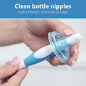 Dr. Brown's Reusable Sponge Baby Bottle Cleaning Brush with Suction Cup Stand, Scrubber and Nipple Cleaner, Blue, 3-Pack